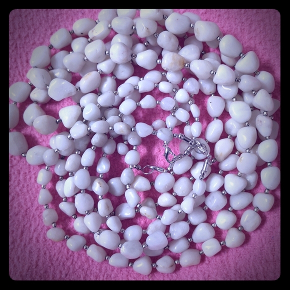 2 MYSTERY White Stone bead Necklaces!!!